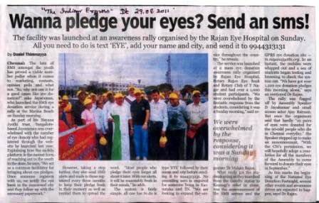 A write up about SMS PLEDGING - Indian express